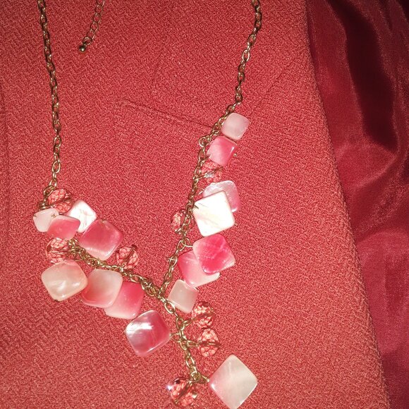 Anne Klein SZ 8 Orange Knit Jacket & Skirt Set w/Necklace! Beautiful! Fall! - Picture 7 of 7